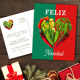 Feliz Navidad Chili Peppers Heart Feestdagenkaart
