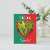 Feliz Navidad Chili Peppers Heart Feestdagenkaart (Staand voorkant)