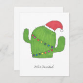 Feliz Navidad Christmas Cactus Flat Card Feestdagenkaart (Voorkant / Achterkant)