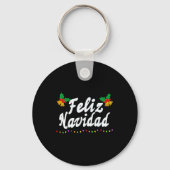 Feliz Navidad Christmas Family Mannen Vrouwen Kind Sleutelhanger (Voorkant)