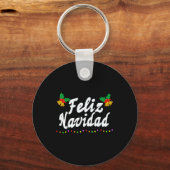 Feliz Navidad Christmas Family Mannen Vrouwen Kind Sleutelhanger (Voorkant)