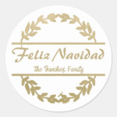 Feliz Navidad Christmas Golden Ronde Sticker (Voorkant)