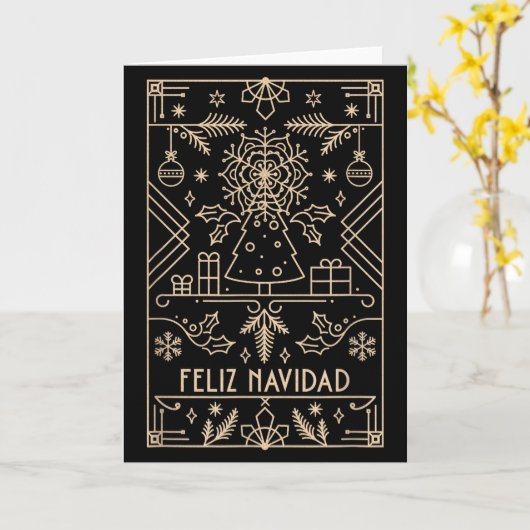 Feliz Navidad, Christmas Kaart (Gele Bloem)