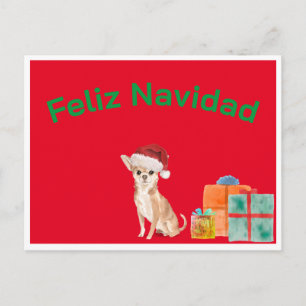 Feliz Navidad Christmas Red Chihuahua Dog Briefkaart