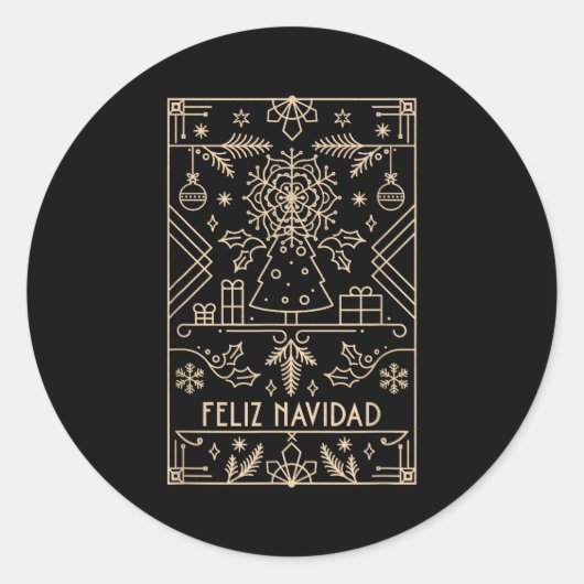 Feliz Navidad, Christmas Ronde Sticker (Voorkant)