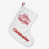 Feliz Navidad Christmas Stocking Grote Kerstsok (Voorkant (Hangend))