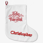 Feliz Navidad Christmas Stocking Grote Kerstsok (Voorkant)