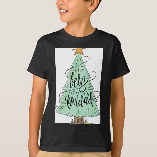 Feliz Navidad Christmas Tree T Shirt  (Voorkant)