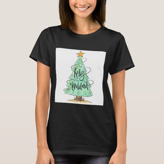Feliz Navidad Christmas Tree T Shirt  (Voorkant)