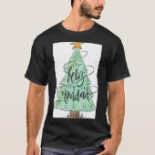 Feliz Navidad Christmas Tree T Shirt  (Voorkant)