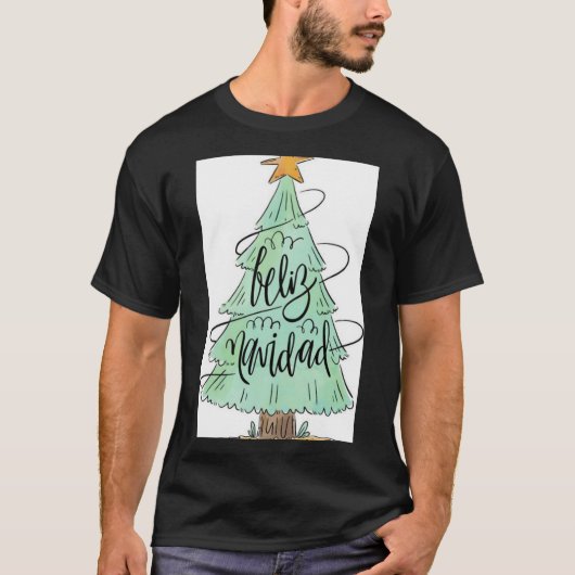 Feliz Navidad Christmas Tree T Shirt  (Voorkant)