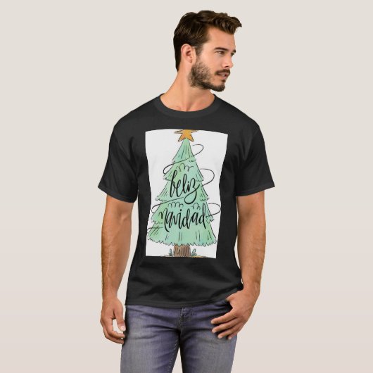 Feliz Navidad Christmas Tree T Shirt  (Voorkant volledig)