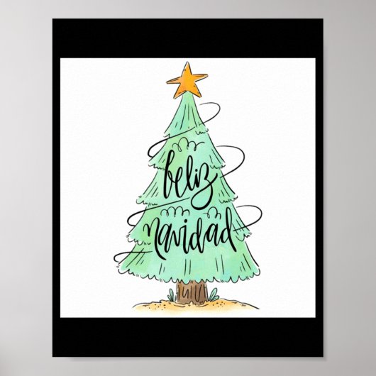 Feliz Navidad Christmas Tree T Shirt Poster (Voorkant)