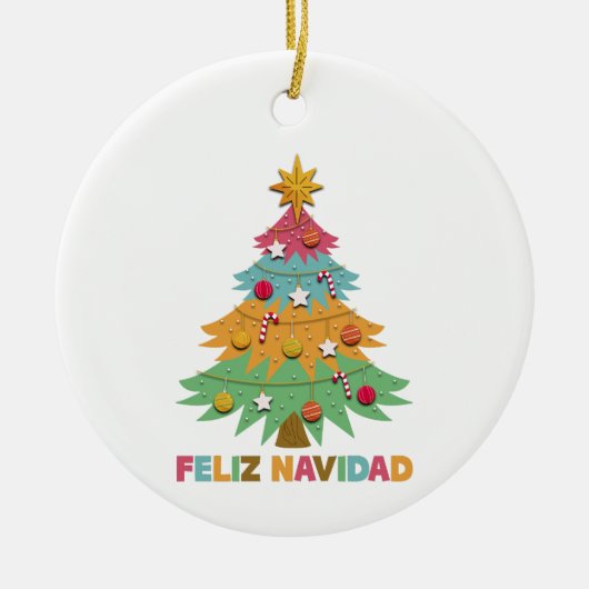 Feliz Navidad Colorful Xmas - Spaanse kerstmis Keramisch Ornament (Voorkant)