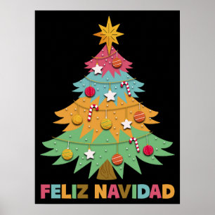Feliz Navidad Colorful Xmas - Spaanse kerstmis Poster