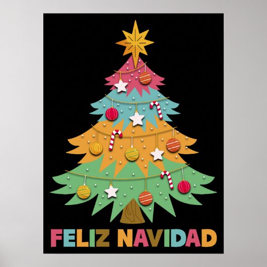 Feliz Navidad Colorful Xmas - Spaanse kerstmis Poster (Voorkant)