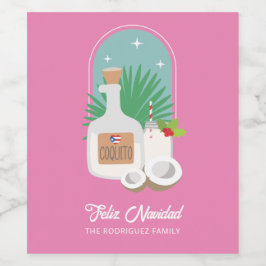 Feliz Navidad Coquito Food and Beverage Label Set Wijn Etiket