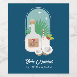 Feliz Navidad Coquito Food and Beverage Label Set Wijn Etiket