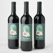 Feliz Navidad Coquito Food and Beverage Label Set Wijn Etiket (Flessen)