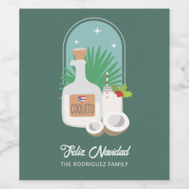 Feliz Navidad Coquito Food and Beverage Label Set Wijn Etiket