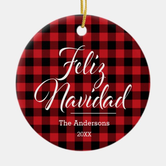 Feliz Navidad Custom Ceramic Ornament (Voorkant)