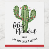 Feliz Navidad Custom Christmas Bottle Label Wijn Etiket (Enkel label)