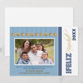 Feliz Navidad Custom Family Holiday Card (blauw) Kaart (Voorkant / Achterkant)