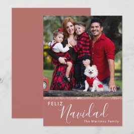 Feliz Navidad Custom One Photo Roos Gold Feestdagenkaart