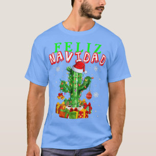 Feliz Navidad Cute kerstlampjes Santa Cactus S T-shirt