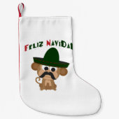Feliz Navidad. Cute monkey Kleine Kerstsok (Voorkant)