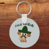 Feliz Navidad. Cute monkey Sleutelhanger (Voorkant)