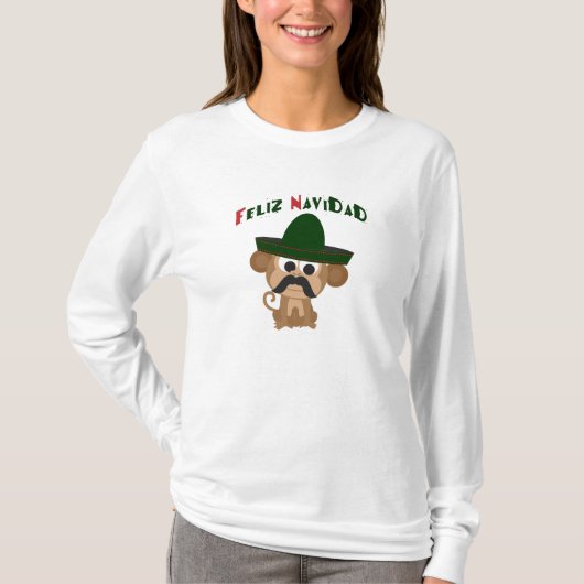 Feliz Navidad. Cute monkey T-shirt (Voorkant)