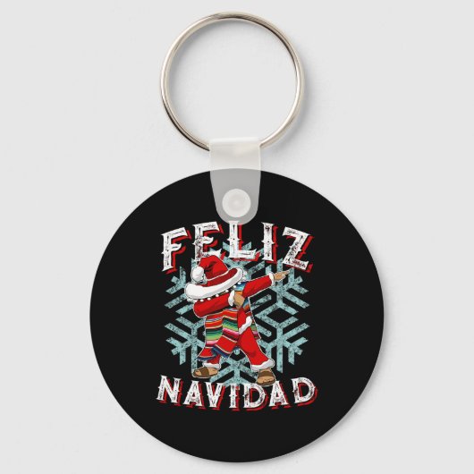 Feliz Navidad Dabbing Kerstsombrero Sleutelhanger (Voorkant)