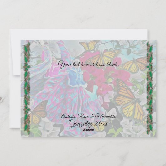 Feliz Navidad Dansen Vlinders PV01 Feestdagenkaart (Achterkant)