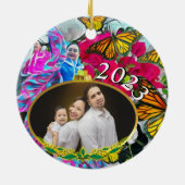 Feliz Navidad Dansen Vlinders PV01 Keramisch Ornament (Achterkant)