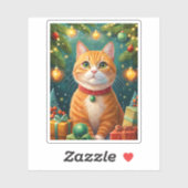 Feliz navidad de mi hermoso gato naranja sticker (Vel)