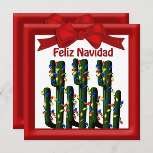 Feliz Navidad Desert Kerstmis Cactus Greeting Feestdagenkaart (Voorkant / Achterkant)