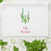 Feliz Navidad Desert Zuidwest Kerstcactus Theedoek (Gevouwen)