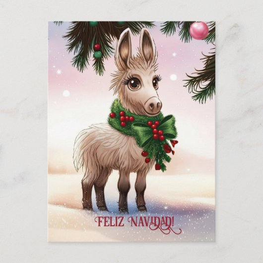 Feliz Navidad Donkey Christmas Holiday Briefkaart (Voorkant)