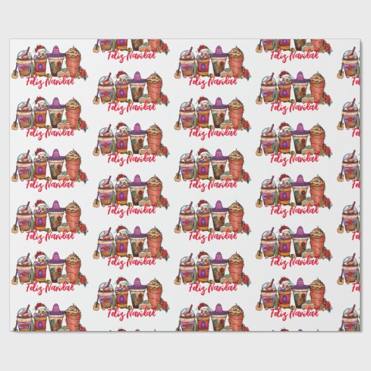 Feliz Navidad Drink voor Kerstmis in Mexico Cadeaupapier (Vlak)