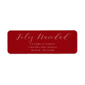 Feliz Navidad e-mail retouradreslabel rood Etiket (Voorkant)