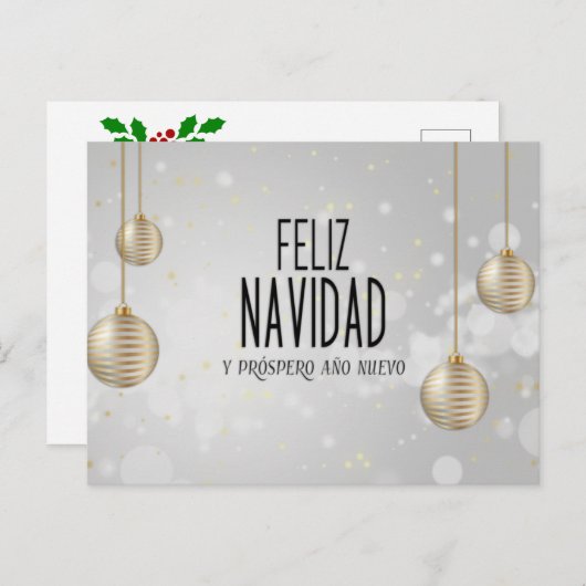 Feliz Navidad elegant design Briefkaart (Voorkant / Achterkant)