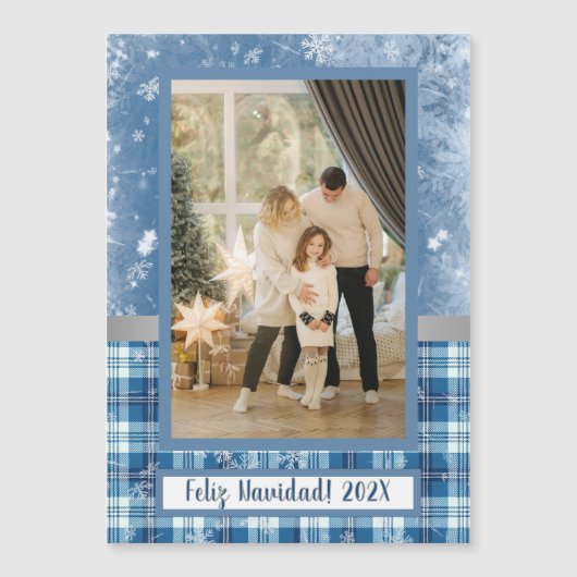 Feliz Navidad Elegante Azul Tarjeta de Iman (Voorkant)