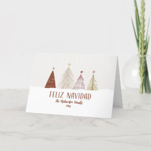 Feliz Navidad Elegante Bomen Sneeuw Festive Aangep Feestdagen Kaart