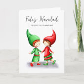Feliz Navidad Elves Spaans Kaart (Voorkant)