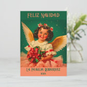 "Feliz Navidad" Engel Kerst Kaart (Staand voorkant)