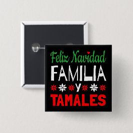Feliz Navidad Familia Y Tamales Vierkante Button 5,1 Cm