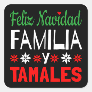 Feliz Navidad Familia Y Tamales Vierkante Sticker
