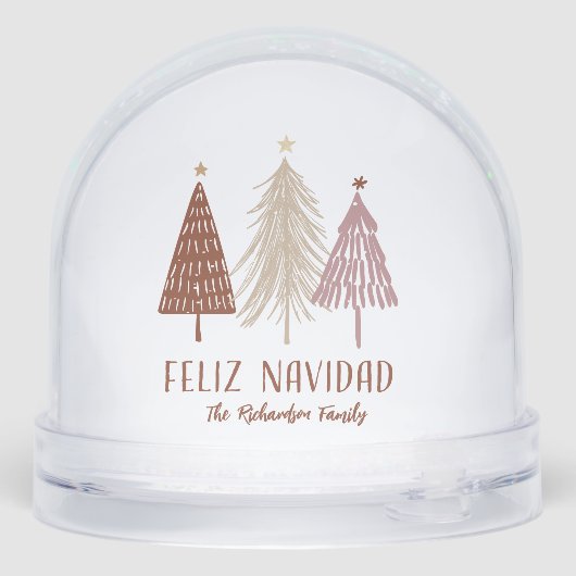 Feliz Navidad Family Name Holiday Snow Globe Sneeuwbol (Achterkant)