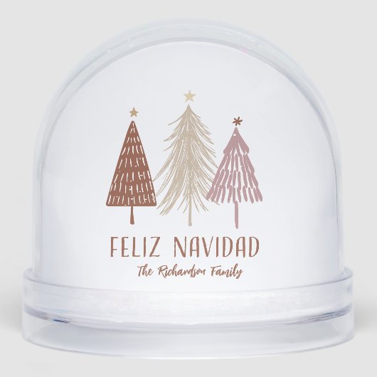 Feliz Navidad Family Photo Name Holiday Sneeuwbol (Voorkant)